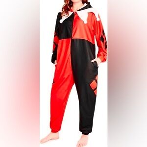 Authentic Harley Quinn Red and Black Jumpsuit pajamas